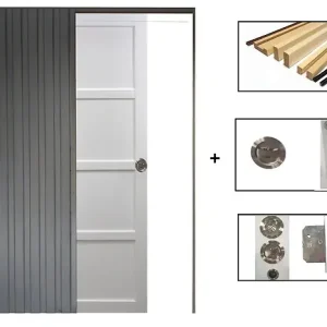 Porte Coulissante Tamera blanc 4 panneaux H204 x L73 cm, Galandage, kit finition GD MENUISERIES Prix Choc