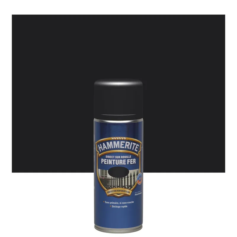 Bon Plan Peinture lisse spécial fer en aérosol 400 ml noir HAMMERITE