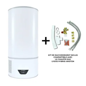 Chauffe eau thermodynamique Mural Lydos Hybrid Wifi 100 L Ariston Air Ambiant + kit d‘installation complet Remise