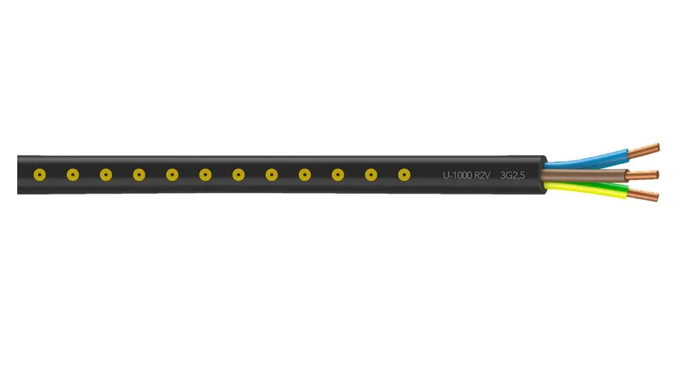 Quantité Limitée Câble électrique U1000 R2V 3G2,5 mm² rigide intérieur/extérieur au mètre - NEXANS