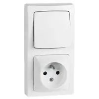 Interrupteur ou va-et-vient + prise 2 pôle + terre vertical en saillie blanc - ASL LEGRAND Usine Directe