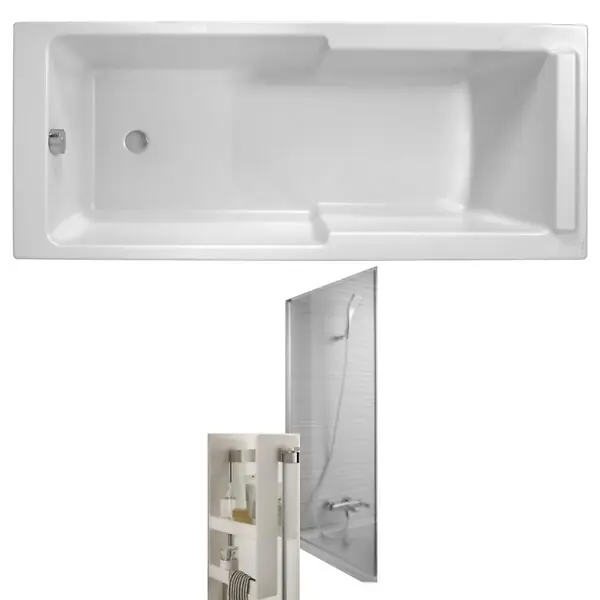 Baignoire bain douche Struktura + pare bain + étagère 170 X 75 JACOB DELAFON Petit Prix