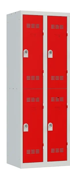 Commander Vite Vestiaire 2 colonnes 4 casiers acier gris perle portes rouge P.HENRY