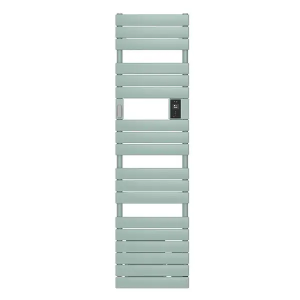 Dernière Chance Sèche-serviettes étroit avec soufflerie Adélis Digital Atlantic - 500 + 1000W - Vert d‘eau