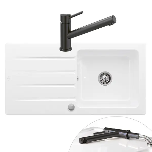 Remise Evier Architectura 60 vidage auto + Robinet de cuisine Como Window Anthracite VILLEROY ET BOCH