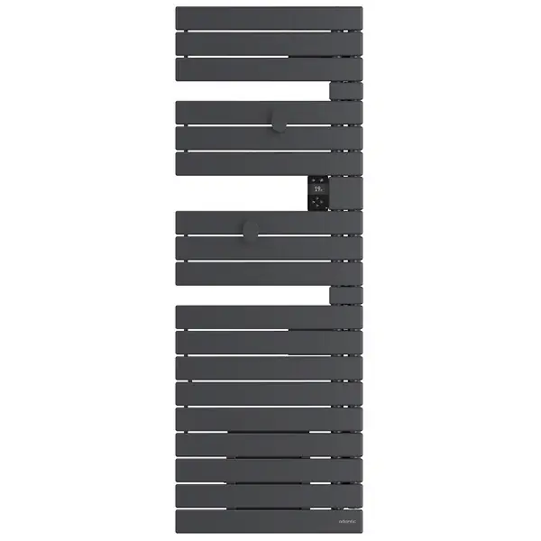 Prix Choc Sèche-serviettes connecté Nefertiti avec soufflerie mât à droite 1500W graphite - ATLANTIC - 850065
