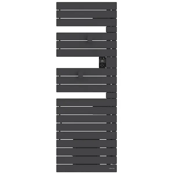 Solde Sèche-serviettes connecté Nefertiti avec soufflerie mât à gauche 1500W anthracite - ATLANTIC - 850058