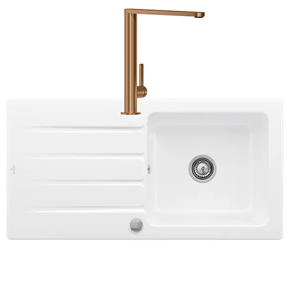 Authentique Evier Architectura 60 vidage auto + Robinet de cuisine Finera Bronze VILLEROY ET BOCH