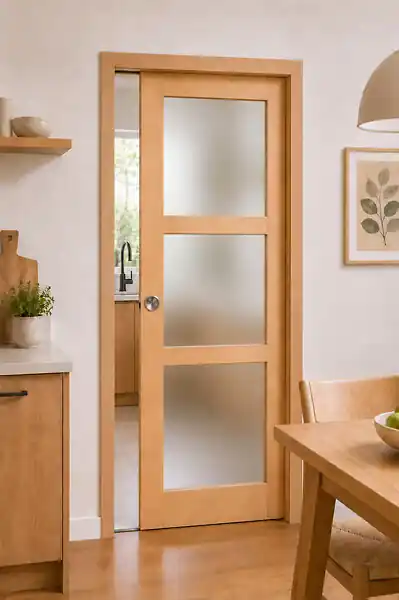 Certifié Porte Coulissante Ayous Vitrée H204 x l93 cm, Galandage, kit finition (coquille et tire doigt) GD MENUISERIES