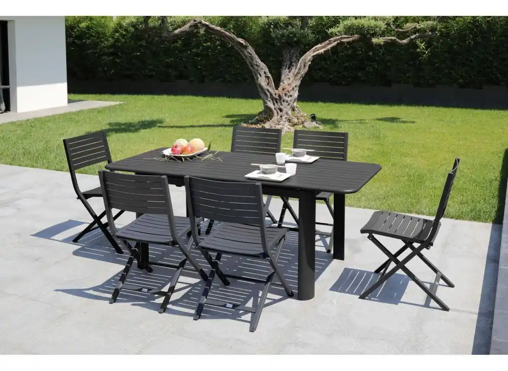 Commande En Gros Table de jardin EOS aluminium graphite 130/180 x 80 cm - PRO LOISIRS, Livraison gratuite domicile