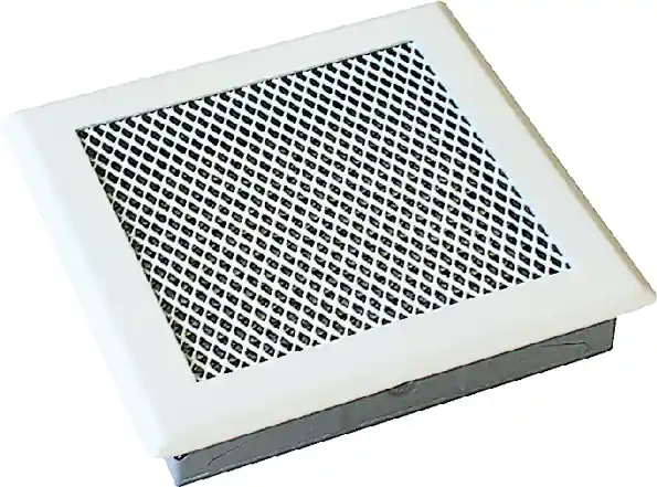 Grille de cheminée acier blanc 150 x 150 mm avec pré-cadre + anti vision AUTOGYRE Super Prix