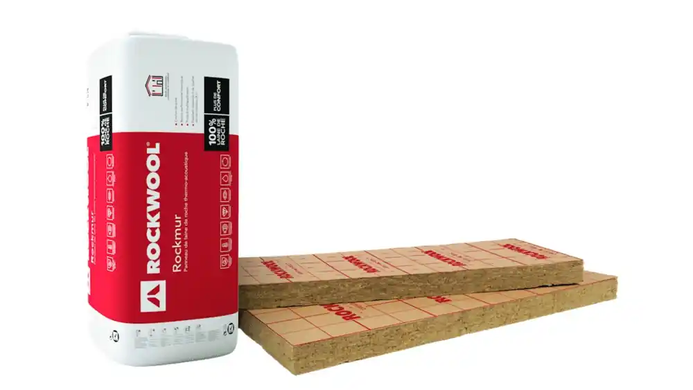 Panneau de laine de roche Rockmur kraft - Épaisseur 75 mm - l.0,60 x L.1,35 m ROCKWOOL Certifié