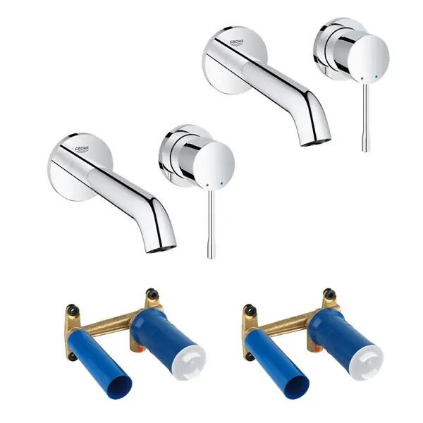 Lot de 2 robinets lavabo muraux Essence 2 trous taille M chromé GROHE Solde