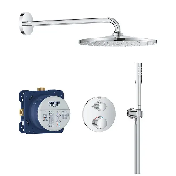 Acheter Direct Precision Set de douche encastrée avec mitigeur thermostatique + Douche de tête + Douchette, chrome (G34880000) GROHE