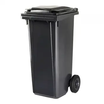 Meilleur Prix Bac à ordures recyclé 120L à prise frontale noire