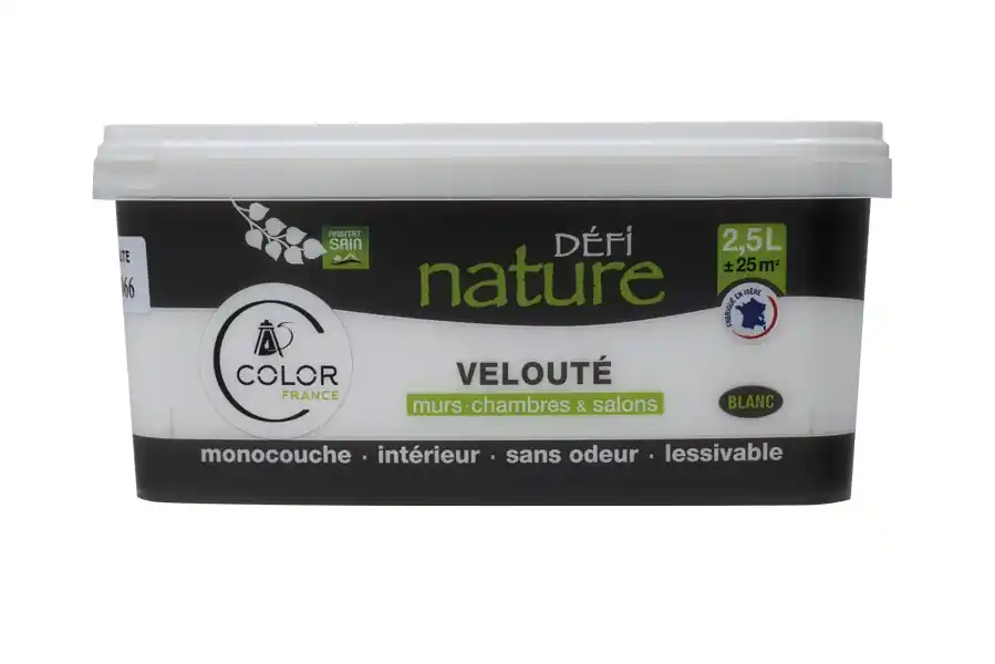 Peinture naturelle murale Blanc velours 2,5 l - DEFI NATURE Dernier Modèle