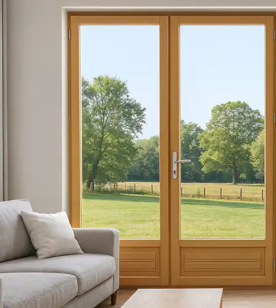 Nouvelle Collection Porte Fenetre Bois 2 Vantaux H225 x L100 cm Côte Tableau (Poignée, Barillet ref 01245F924) GD MENUISERIES