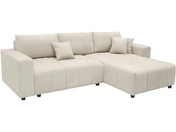 Meilleure Vente Canapé d‘angle convertible style bubble tissu chenille "George" 4 places - Beige HABITAT ET JARDIN