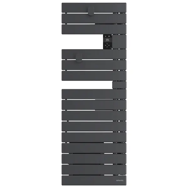 Quantité Limitée Sèche-serviettes connecté Nefertiti étroit avec soufflerie mât gauche 1600W graphite - ATLANTIC - 850607