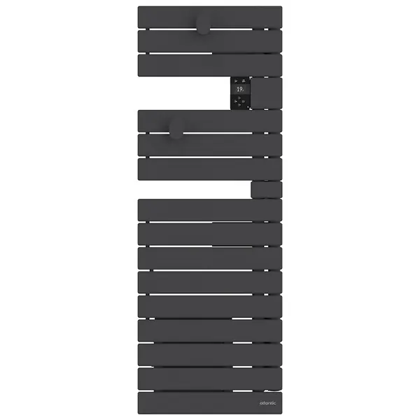 Sèche-serviettes connecté Nefertiti étroit avec soufflerie mât gauche 1600W anthracite - ATLANTIC - 850489 Expédition Rapide