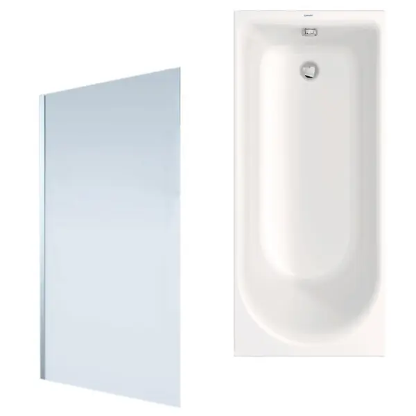 Baignoire droite D-Neo170 x75 cm + Pare Bain gauche AURYS Mist 1 chromé DURAVIT Authentique