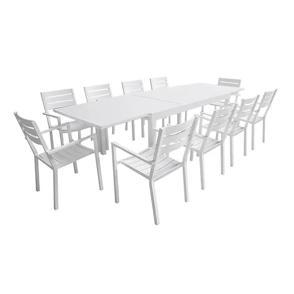 Acheter Direct Salon de jardin VENEZIA extensible 180/300 en aluminium 10 places - blanc HAPPY GARDEN