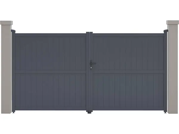 Portail aluminium "Maurice" - 349.5 x 180.9 cm - Gris HABITAT ET JARDIN Super Prix