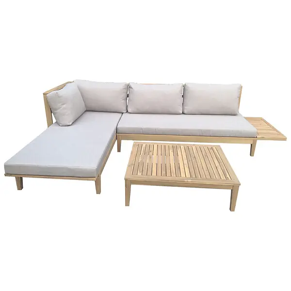 Super Prix Salon de jardin en acacia 4 places PANGKOR - coussins sable HAPPY GARDEN