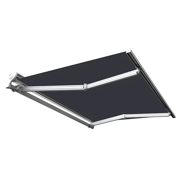 Jusqu'à Épuisement Des Stocks Store banne motorisé et manuel 4 x 3 m Demi coffre pour terrasse - Gris anthracite COTE STORE