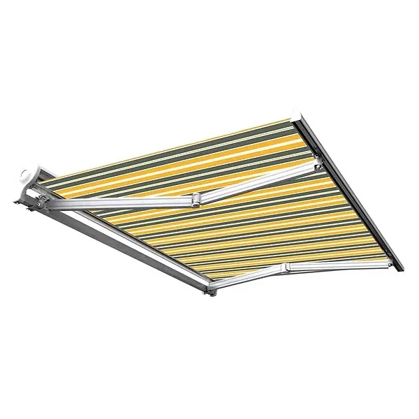 Store banne motorisé et manuel 4 x 3 m Demi coffre pour terrasse - Gris jaune COTE STORE Solde