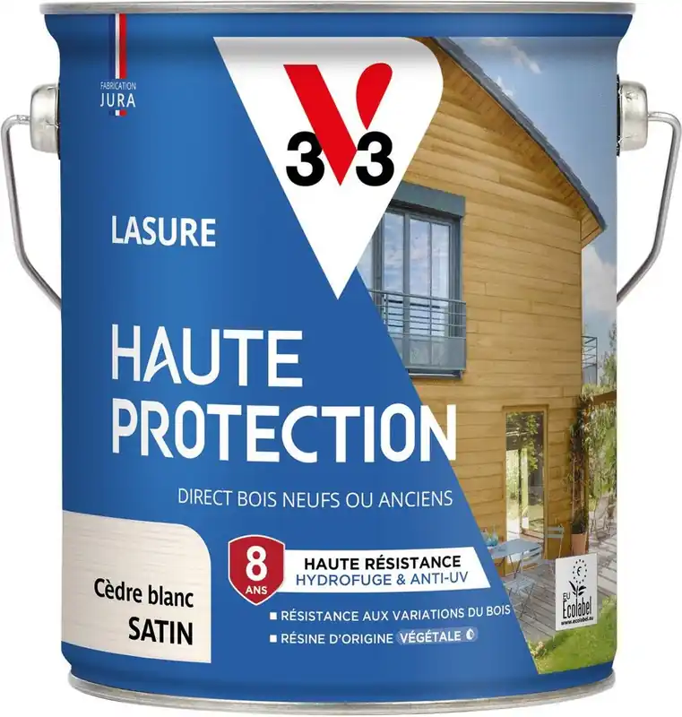 Lasure Haute Protection 8 ans satin cèdre blanc 2,5 L V33 Achat Immédiat