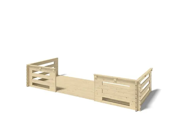 Terrasse en bois avec balustrade pour abri en bois - 10m2 - 5m x 2m - couleur naturel - DOM615 ALTANKA Solde