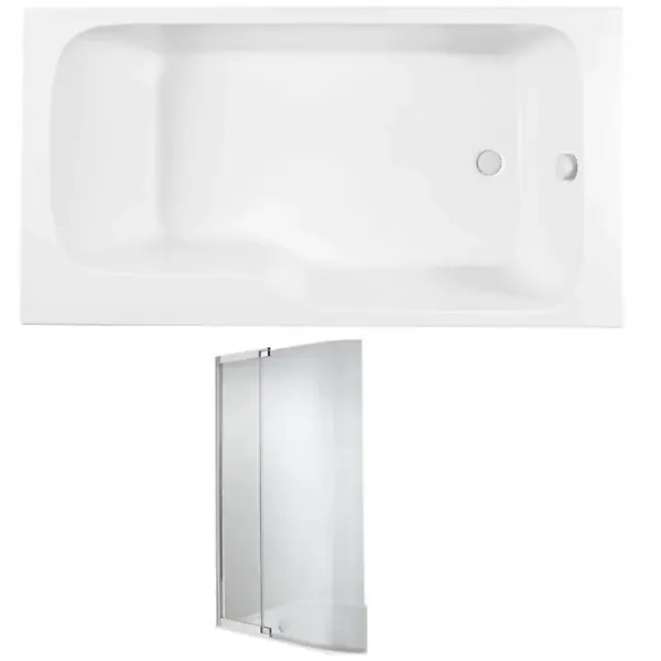 Réduction Baignoire bain douche Malice antidérapante + pare bain 170 x 90, version droite JACOB DELAFON