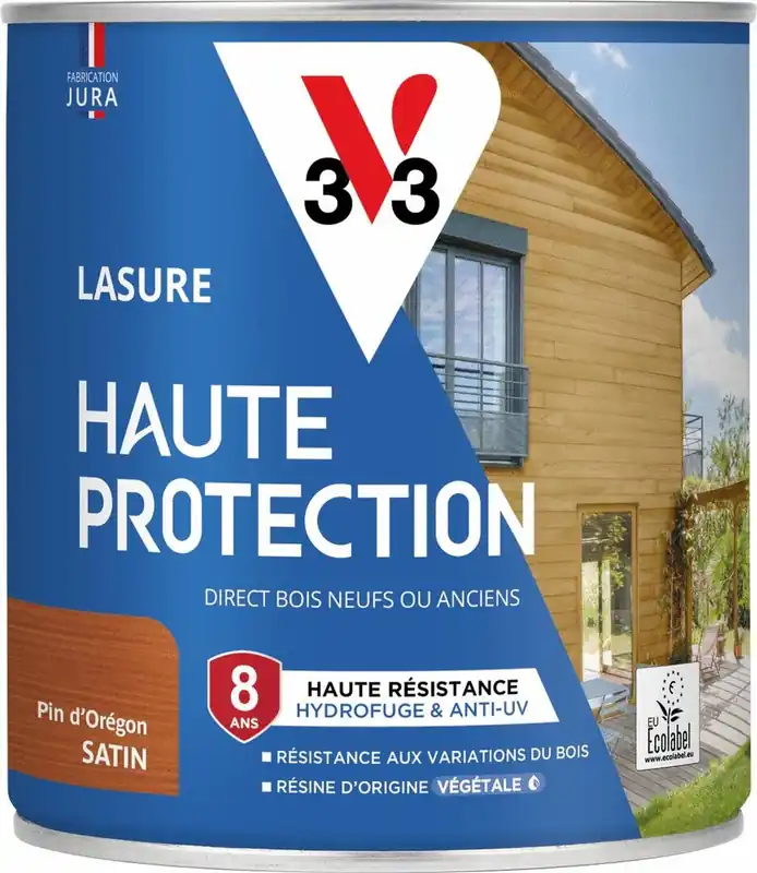 Lasure Haute Protection 8 ans satin pin d‘oregon 0,75 L V33 Certifié