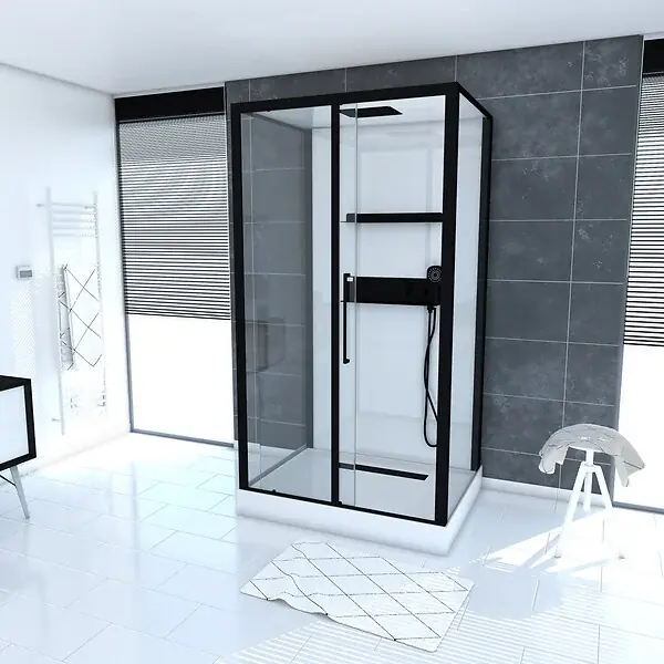 Offre Du Jour Cabine de douche rectangulaire Phantom - Noir mat - 115x90cm AURLANE