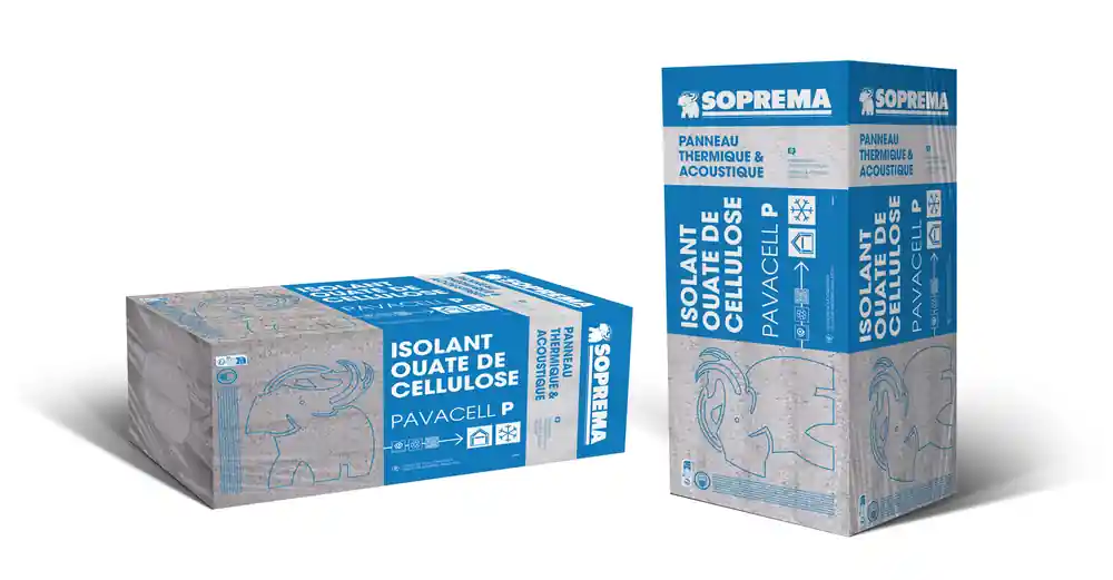 Expédié Aujourd'hui Panneau de ouate de cellulose PAVACELL - Épaisseur 200 mm - l.0,60 x L.1,35 m - Lot de 3 panneaux SOPREMA