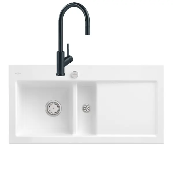 Acheter Direct Evier Subway Pure 60 égouttoir à droite vidage auto + Robinet de cuisine Umbrella Flex Anthracite VILLEROY ET BOCH