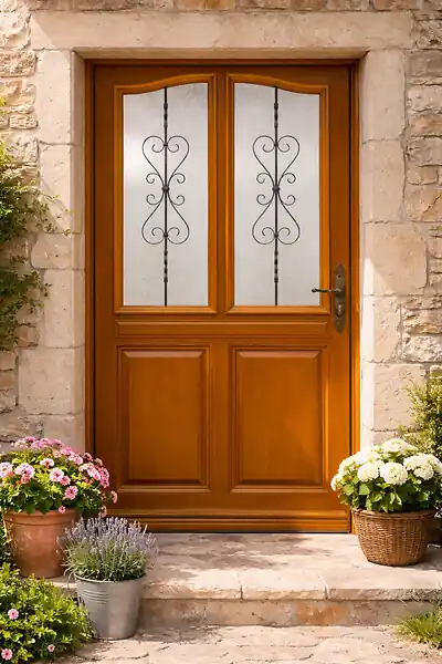 Porte d‘entrée Bois Vitrée Sandy, H215 x L90 cm Côte Tableau p.Gauche GD MENUISERIES Offre Du Jour