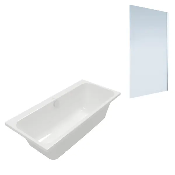 Baignoire droite Architectura 170 x 75 cm Blanc + Pare bain droite AURYS Mist 1 chromé VILLEROY ET BOCH Meilleur Prix