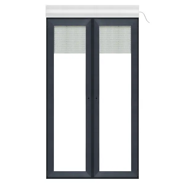 Expédition Rapide Porte-fenêtre PVC 2 vantaux - Anthracite - H.215xL.120cm QUADROFORM
