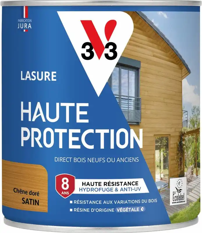 Lasure Haute Protection 8 ans satin chêne doré 0,75 L V33 Commander Vite