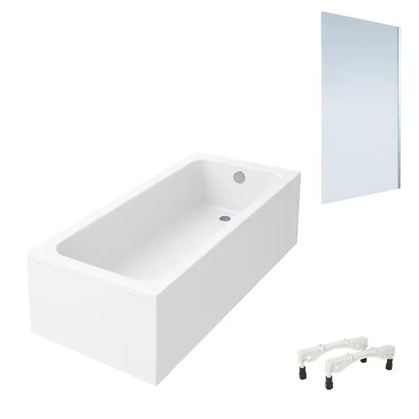 Jusqu'à Épuisement Des Stocks Baignoire droite Architectura avec pieds acrylique 160 x 70 cm + Pare bain droite AURYS Mist 1 chromé VILLEROY ET BOCH