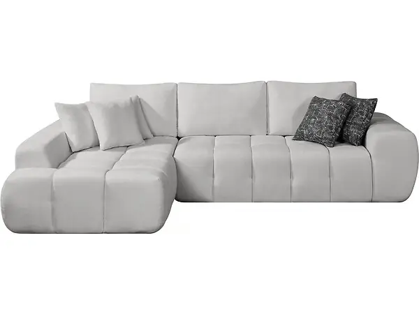Seulement Aujourd'hui Canapé d‘angle gauche en tissu style bubble "Sidonie" - 4 places - Gris HABITAT ET JARDIN