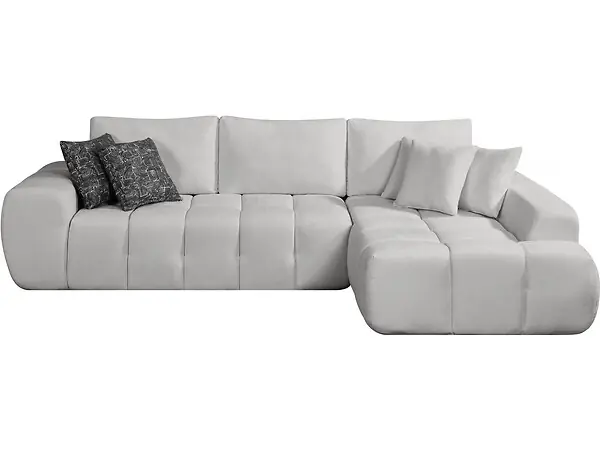 Produit De Marque Canapé d‘angle droit en tissu style bubble "Sidonie" - 4 places - Gris HABITAT ET JARDIN