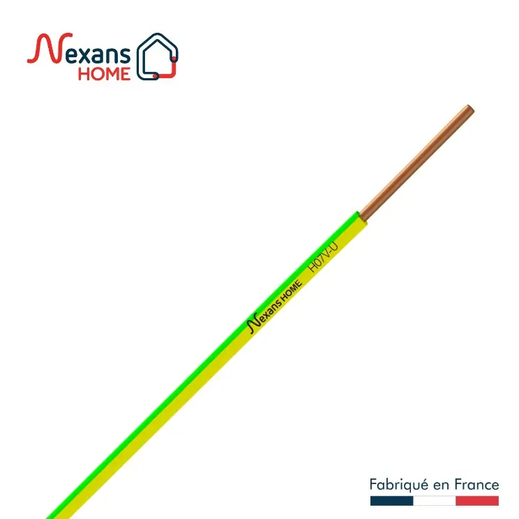 Fil électrique H07V-U 2,5 mm² rigide vert/jaune 10 m - NEXANS Solde