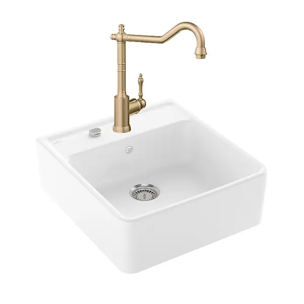 Evier Timbre d‘office Tradition 1 cuve vidage auto + Robinet de cuisine Avia 2.0 Or Mat VILLEROY ET BOCH Nouveauté