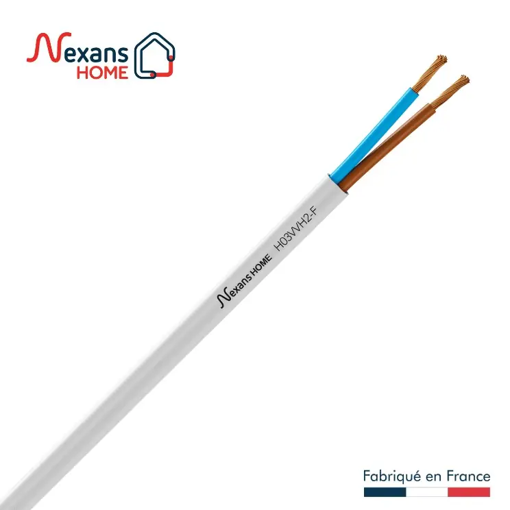 Câble électrique H03VVH2-F 2 x 0,75 mm² souple plat intérieur 10 m blanc - NEXANS Bon Marché