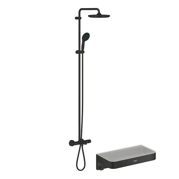 Colonne bain douche thermostatique Vitalio Start System noir mat + Panier douche Start Cube GROHE Bon Marché