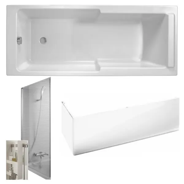 Baignoire bain douche Struktura + pare bain + tablier + étagère 170 x 75 JACOB DELAFON Vente Flash