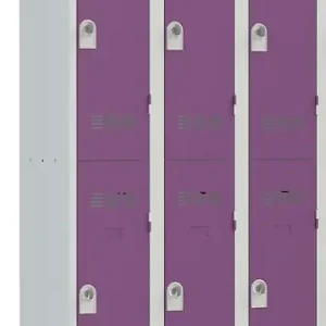 Authentique Vestiaire acier 3 colonnes 6 cases - Gris perle et prune P.HENRY